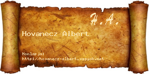 Hovanecz Albert névjegykártya